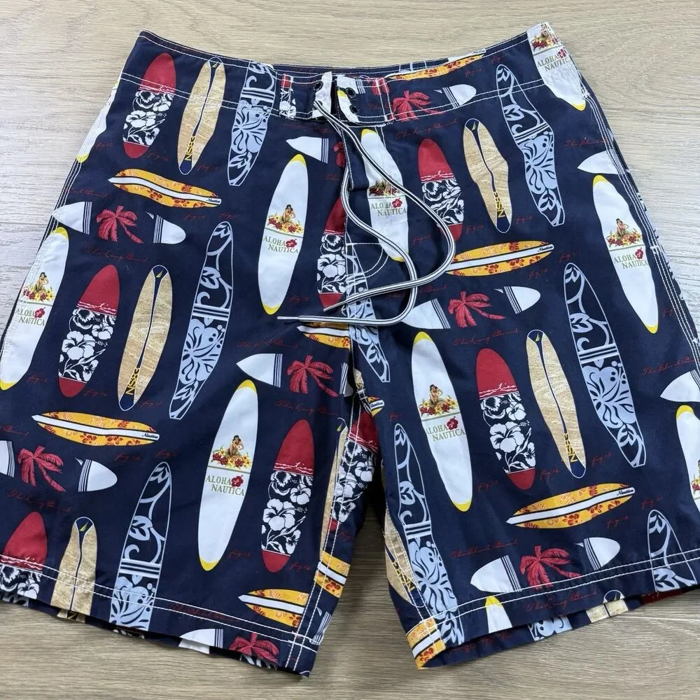 Vintage Nautica Shorts Men 32x9 Trunks Swimming Summer Beach Pool Surf Boards